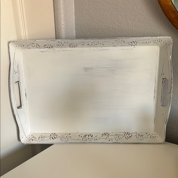 Shabby Chic White Decorative Tray - Picture 3 of 9